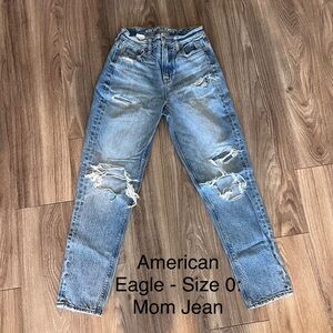 American Eagle Distressed Blue Mom Jeans